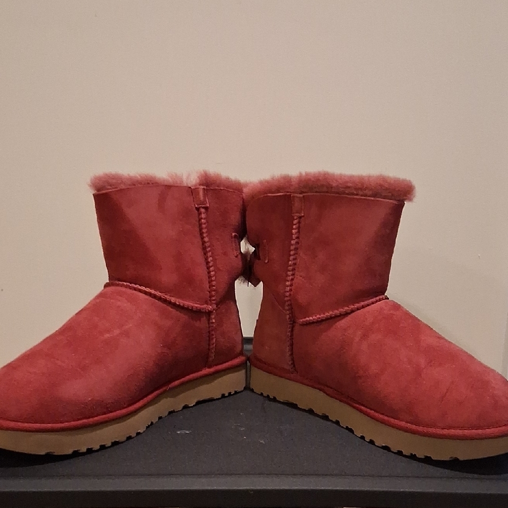 UGG Red Mini Bailey Bow Boots - Picture 9 of 14
